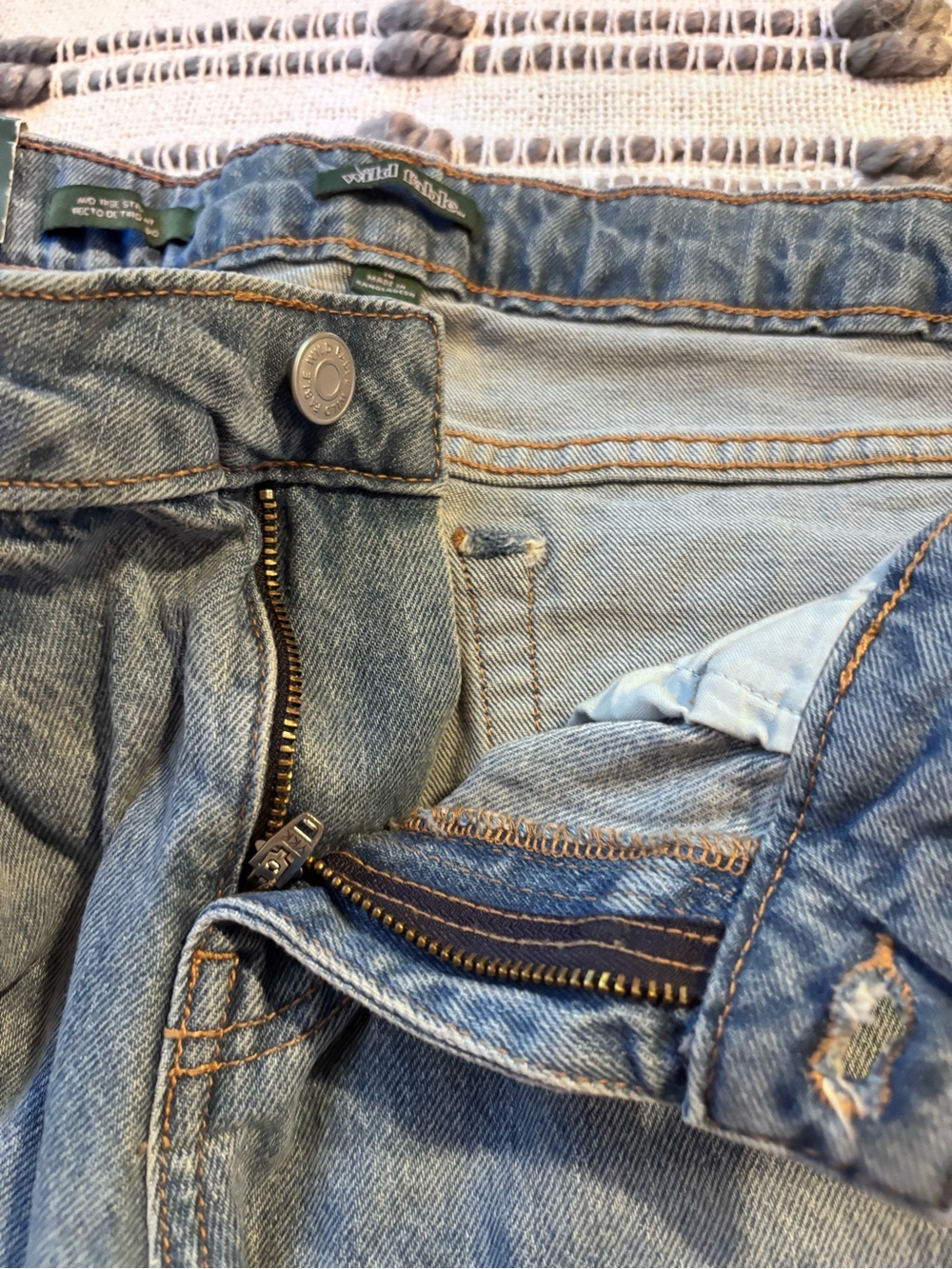 Women’s Distressed Blue Jeans - Mid-Rise Straight - Picture 5 of 13